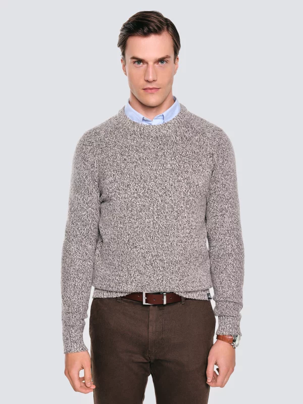 Sweter męski melanżowy brązowy Waltero 804