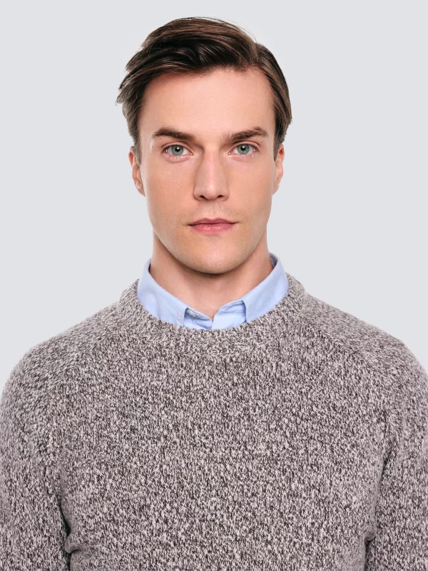 Sweter męski melanżowy brązowy Waltero 804