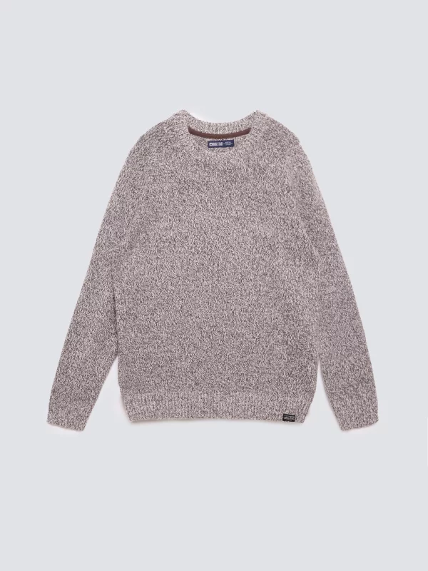 Sweter męski melanżowy brązowy Waltero 804