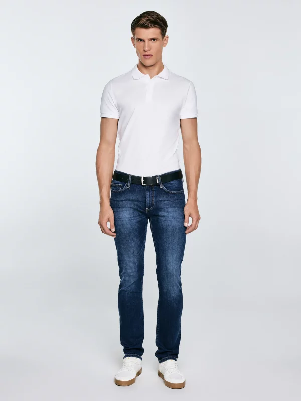 Jeansy męskie dopasowane granatowe Tobias 401