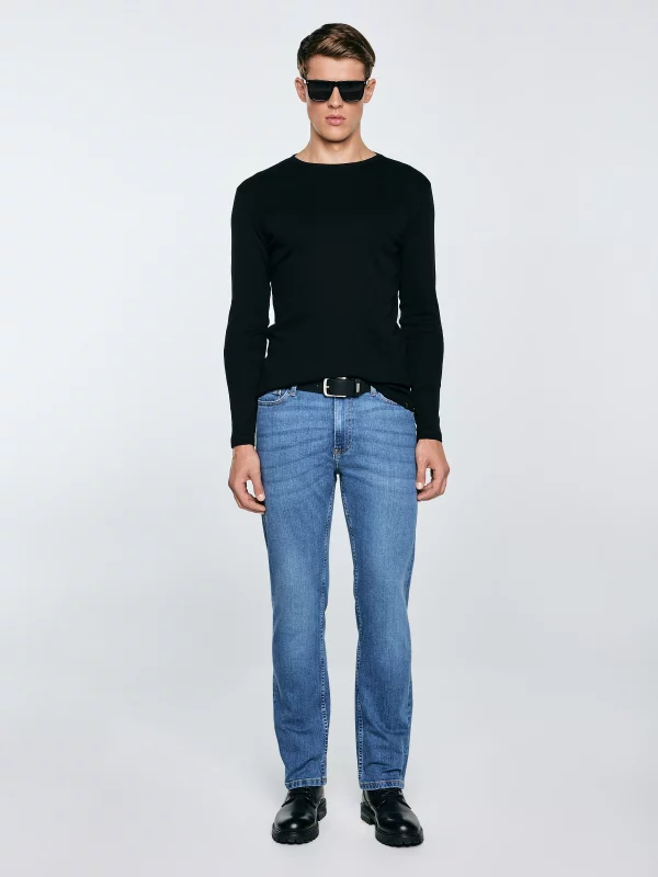 Jeansy męskie z prostą nogawką niebieskie Trent 114