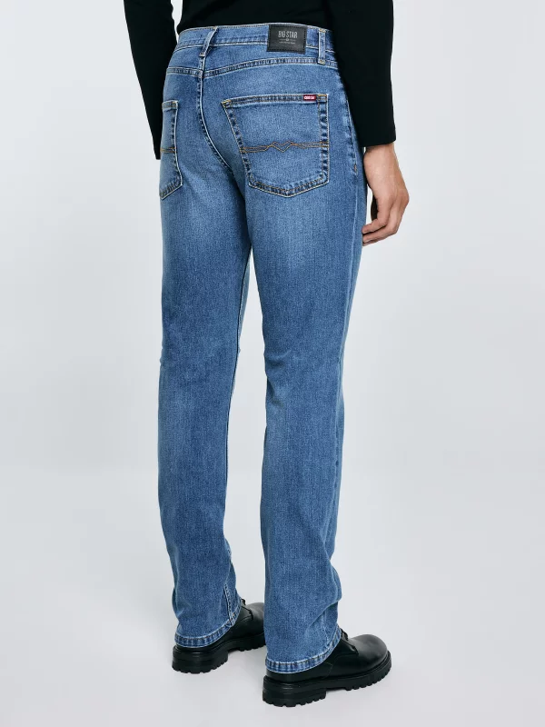 Jeansy męskie z prostą nogawką niebieskie Trent 114