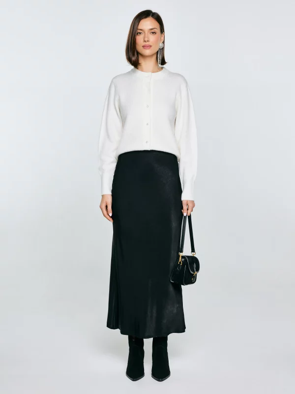 Spódnica damska midi satynowa czarna Eleni 906