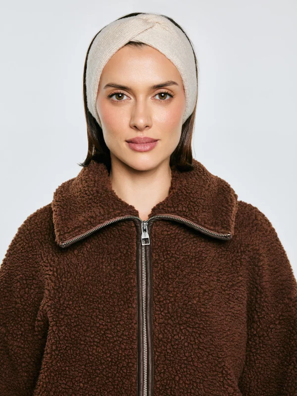 Opaska damska z ozdobnym splotem beżowa Facita 800