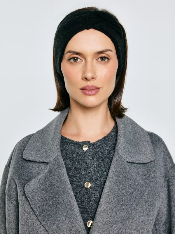 Opaska damska z ozdobnym splotem czarna Facita 906