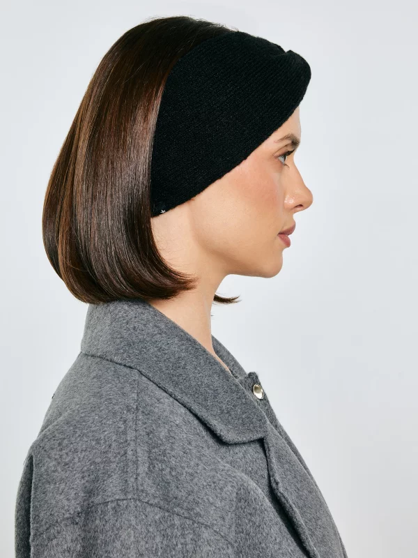 Opaska damska z ozdobnym splotem czarna Facita 906