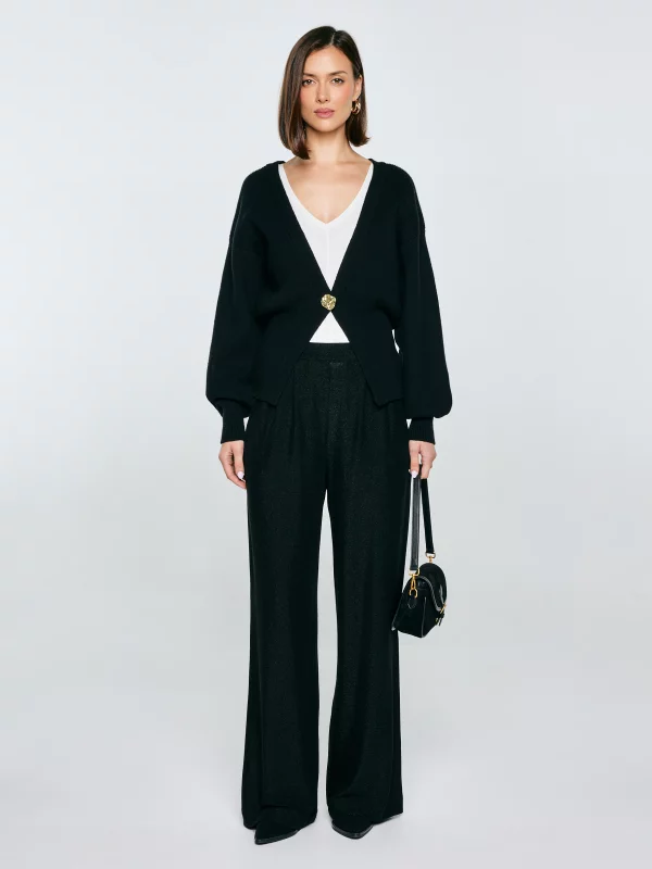 Sweter damski z wiskozy taliowany czarny Goldi 906