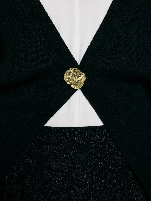 Sweter damski z wiskozy taliowany czarny Goldi 906