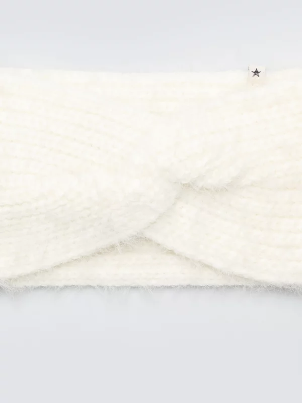 Opaska damska z ozdobnym splotem kremowa Holia 103