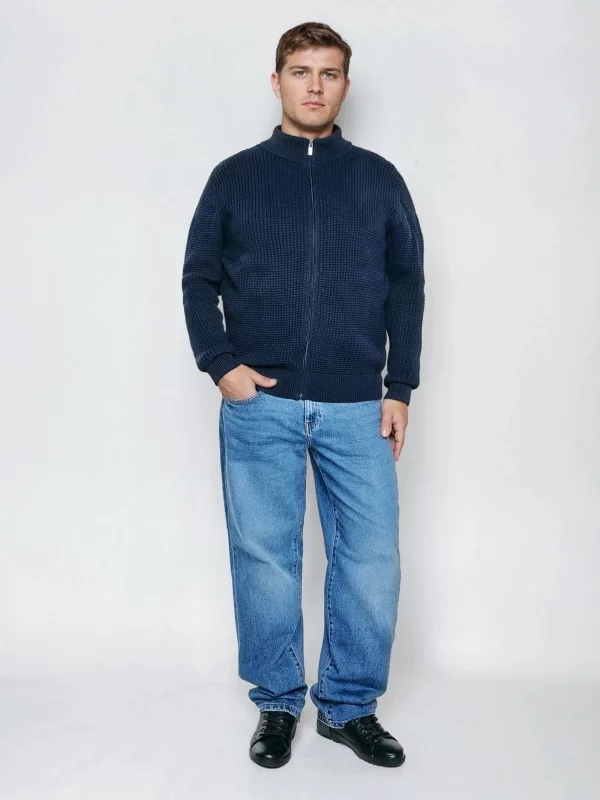 Sweter męski ze stójką granatowy Karlison 403