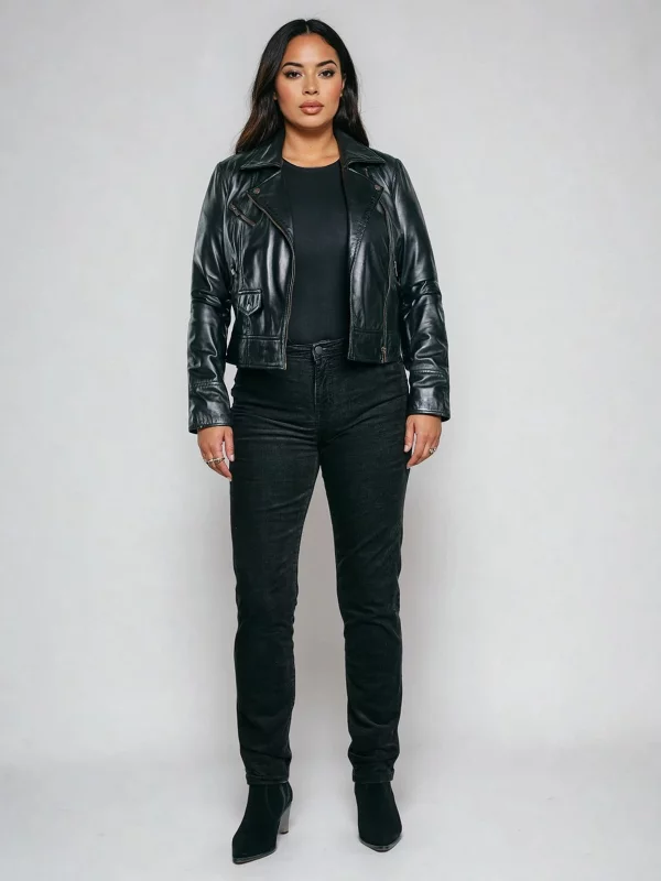 Spodnie damskie sztruks czarne Katrina High Waist Cord 906