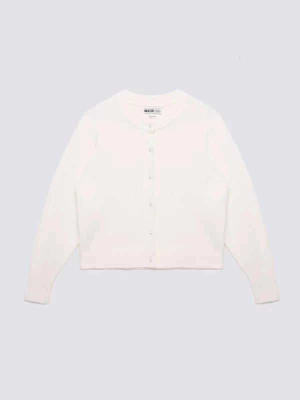 Kardigan damski z dodatkiem wełny biały Lena 100