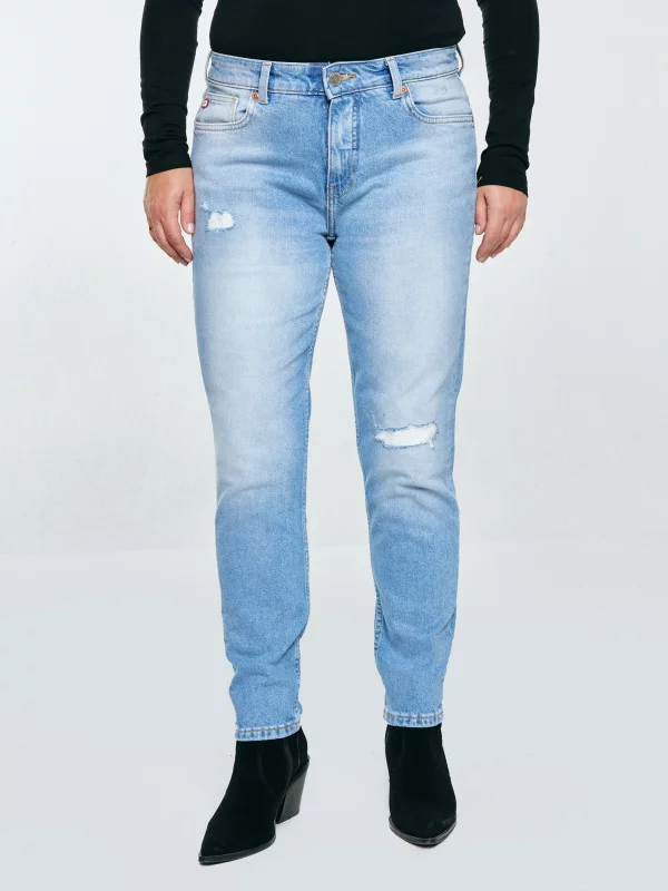 Jeansy damskie z podszytymi dziurami niebieskie Maggie 233