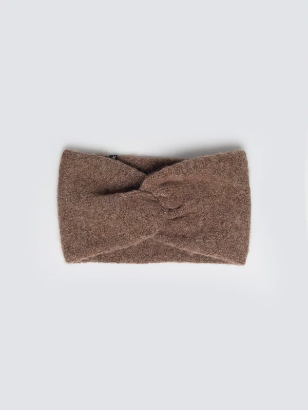 Opaska damska z ozdobnym splotem brązowa Nefreti 803