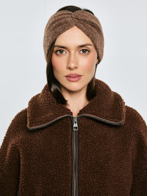 Opaska damska z ozdobnym splotem brązowa Nefreti 803