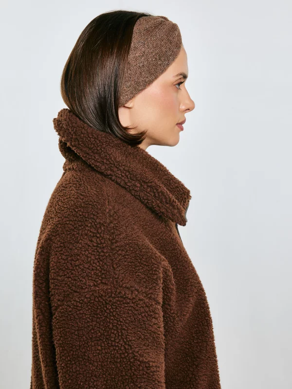 Opaska damska z ozdobnym splotem brązowa Nefreti 803