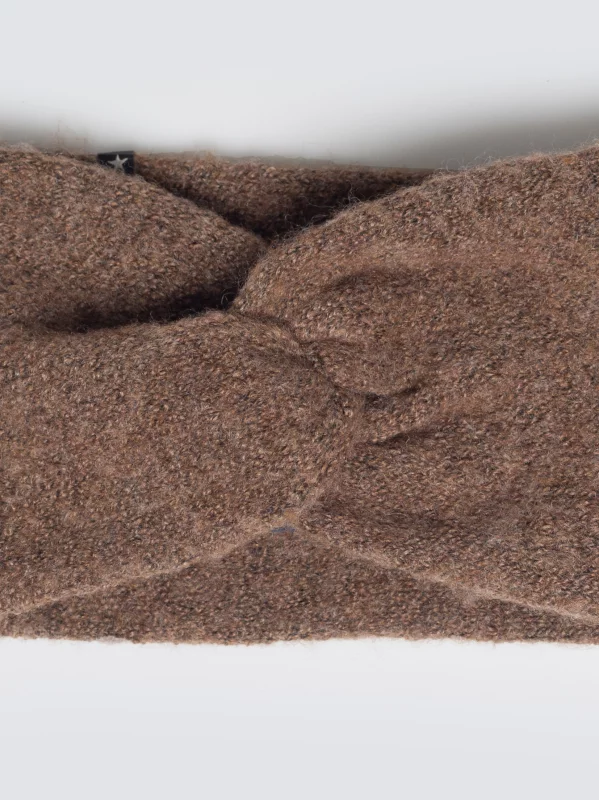 Opaska damska z ozdobnym splotem brązowa Nefreti 803