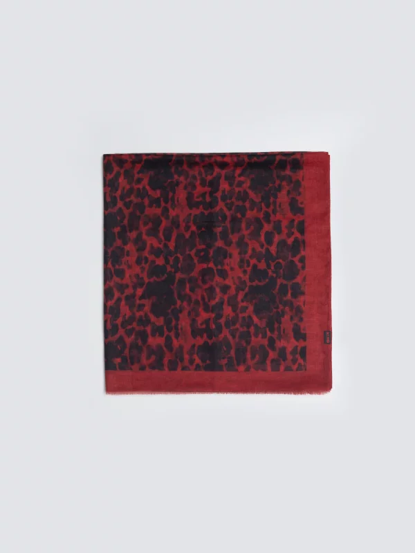 Szal damski w panterkę czerwony Panterosi 603