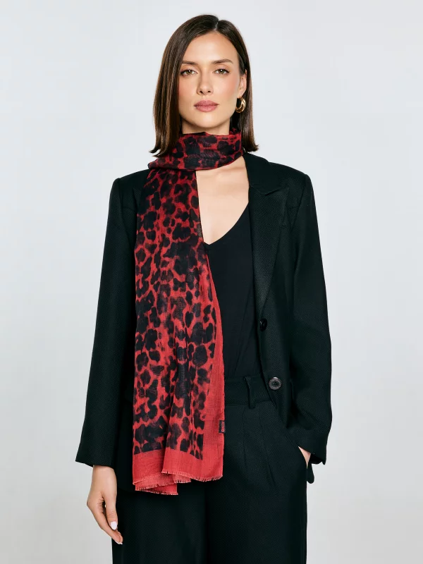 Szal damski w panterkę czerwony Panterosi 603