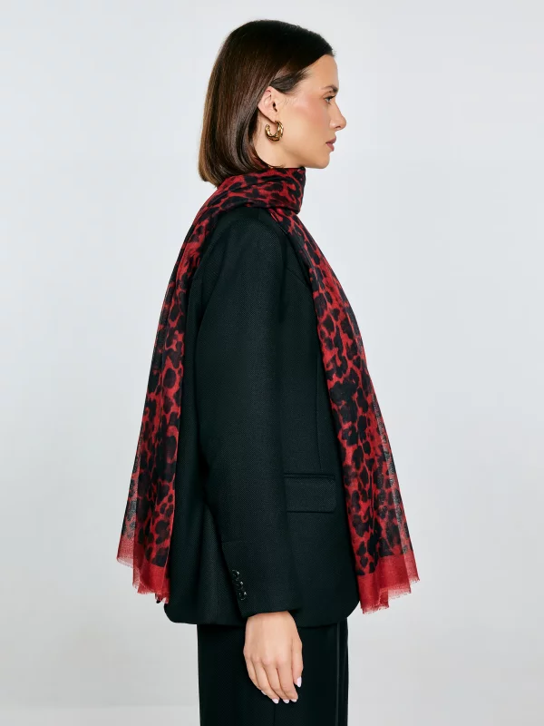 Szal damski w panterkę czerwony Panterosi 603