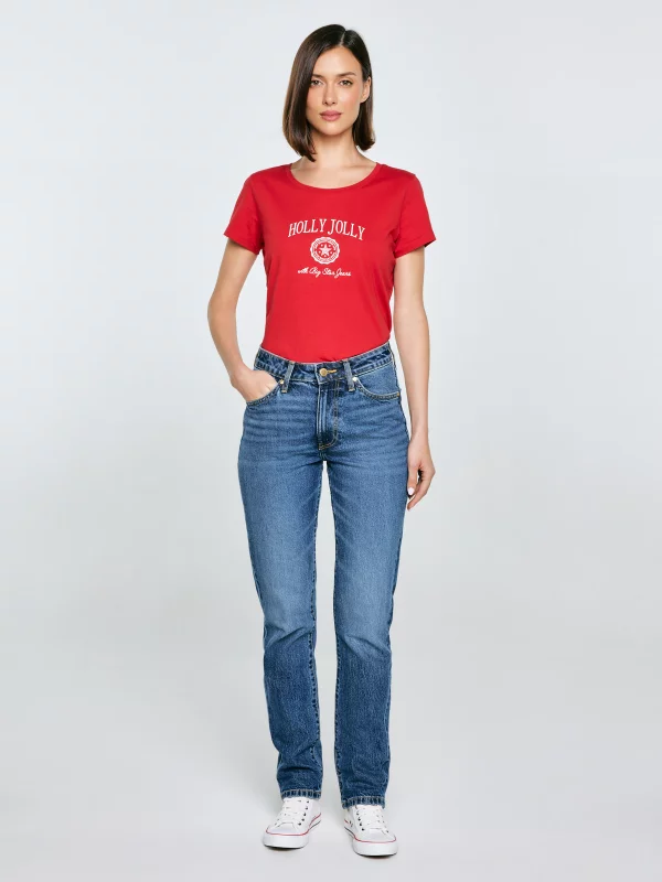 Koszulka damska z nadrukiem czerwona Serra 603