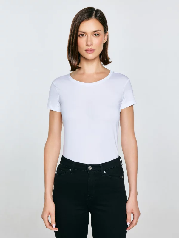 Koszulka damska slim z bawełny supima biała Supiclassica 101