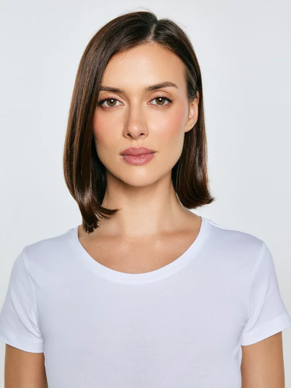 Koszulka damska slim z bawełny supima biała Supiclassica 101