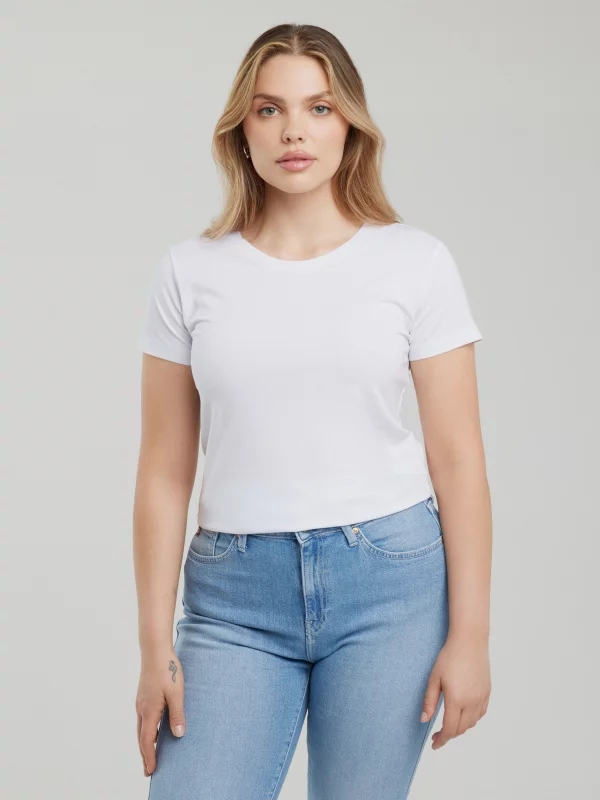 Koszulka damska slim z bawełny supima biała Supiclassica 101