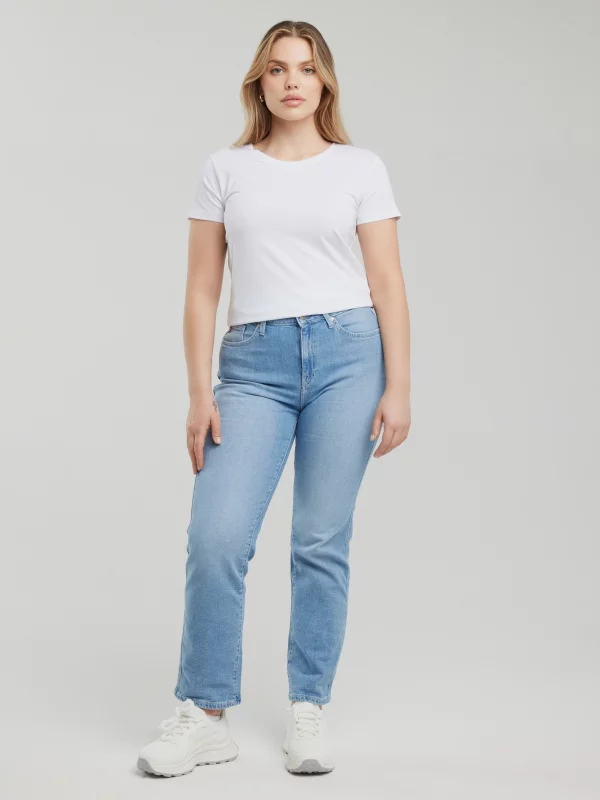 Koszulka damska slim z bawełny supima biała Supiclassica 101