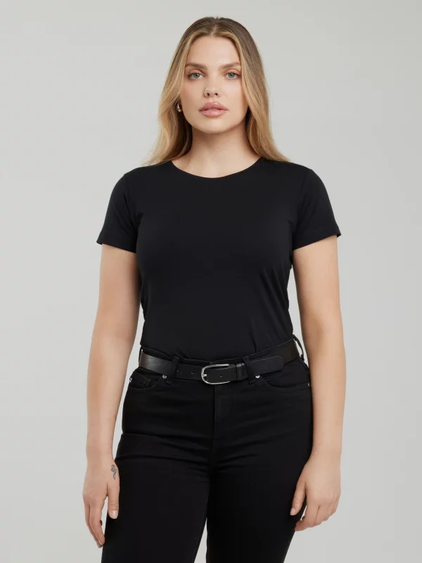 Koszulka damska slim z bawełny supima czarna Supiclassica 906