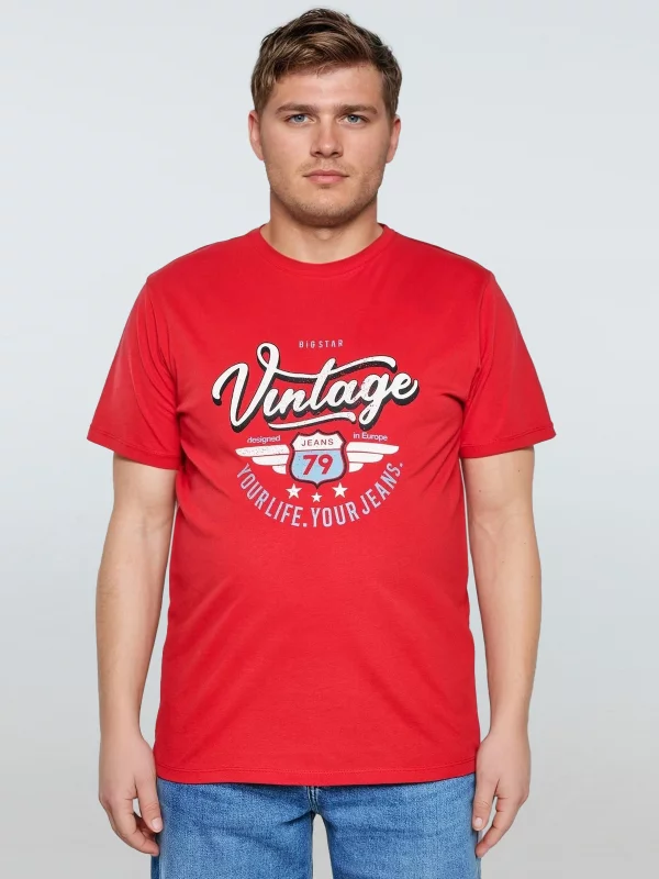 Koszulka męska z nadrukiem czerwona Merret 603