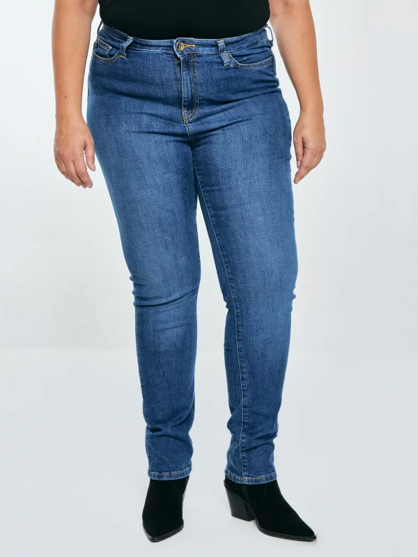 Jeansy damskie z wysokim stanem niebieskie Katrina High Waist 344