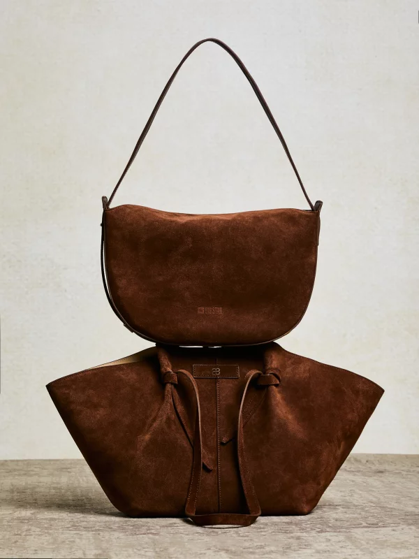 Torebka damska ze skóry naturalnej zamszowej brązowa Kosaka 804