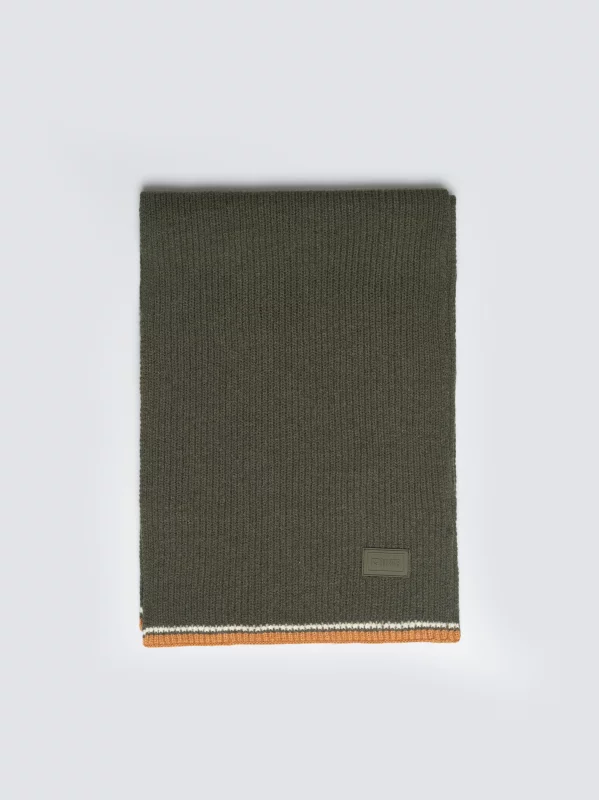 Szalik męski z kolorowym akcentem khaki Wandegors 303