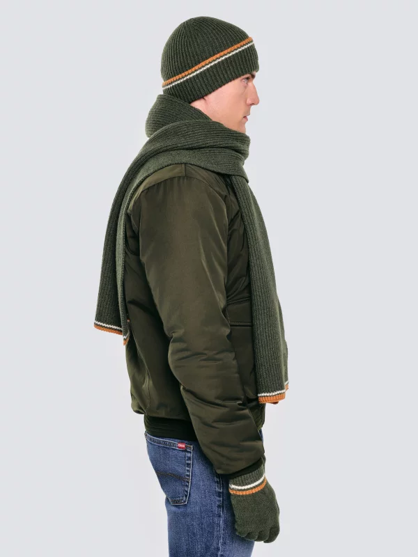 Szalik męski z kolorowym akcentem khaki Wandegors 303