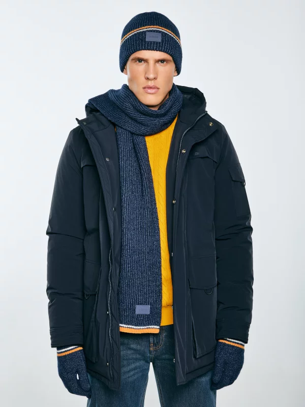 Szalik męski z kolorowym akcentem granatowy Wandegors 404