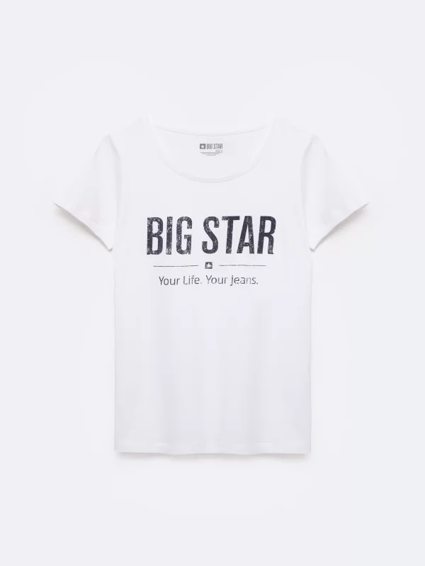 Koszulka damska o klasycznym kroju biała Brunona 101