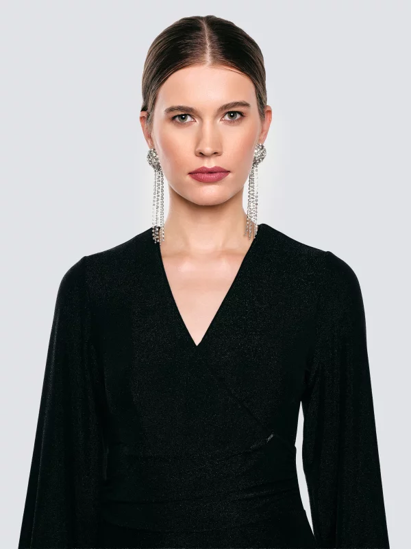 Sukienka damska midi błyszcząca czarna Daniela 906