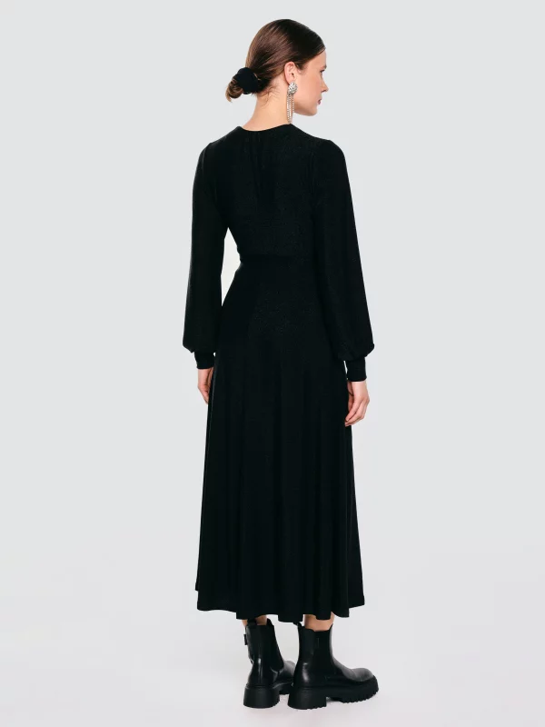 Sukienka damska midi błyszcząca czarna Daniela 906