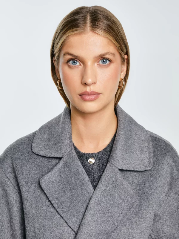 Płaszcz damski wełniany wiązany szary Oshana 903