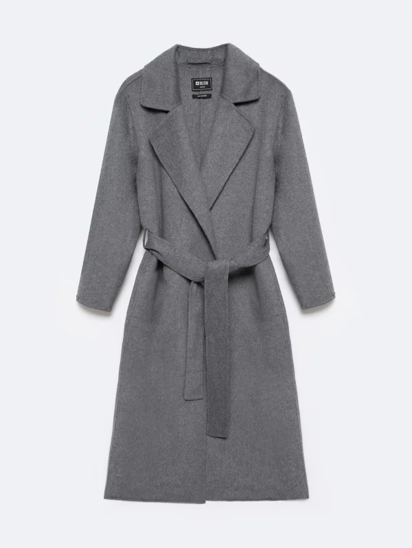Płaszcz damski wełniany wiązany szary Oshana 903