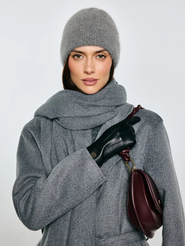 Rękawiczki damskie skórzane czarne Caroler 906