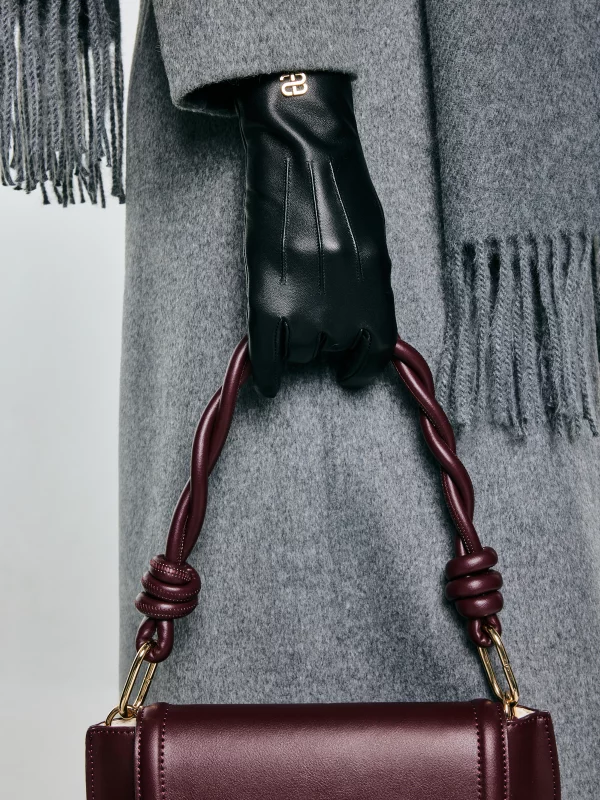 Rękawiczki damskie skórzane czarne Caroler 906