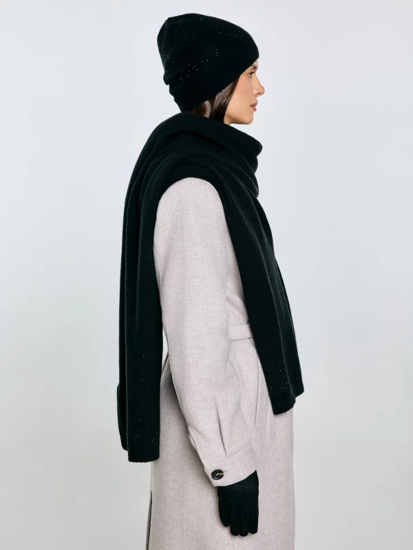 Szal damski bawełniany z kryształkami czarny Cristaso 906