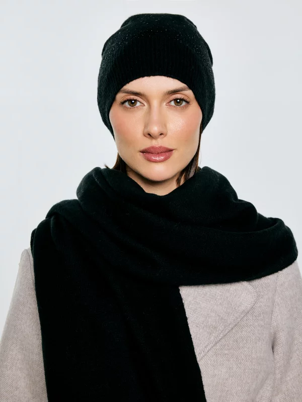 Czapka damska z kryształkami czarna Cristas 906