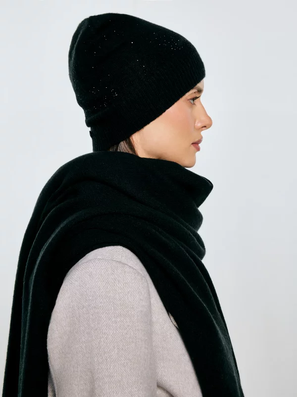 Czapka damska z kryształkami czarna Cristas 906