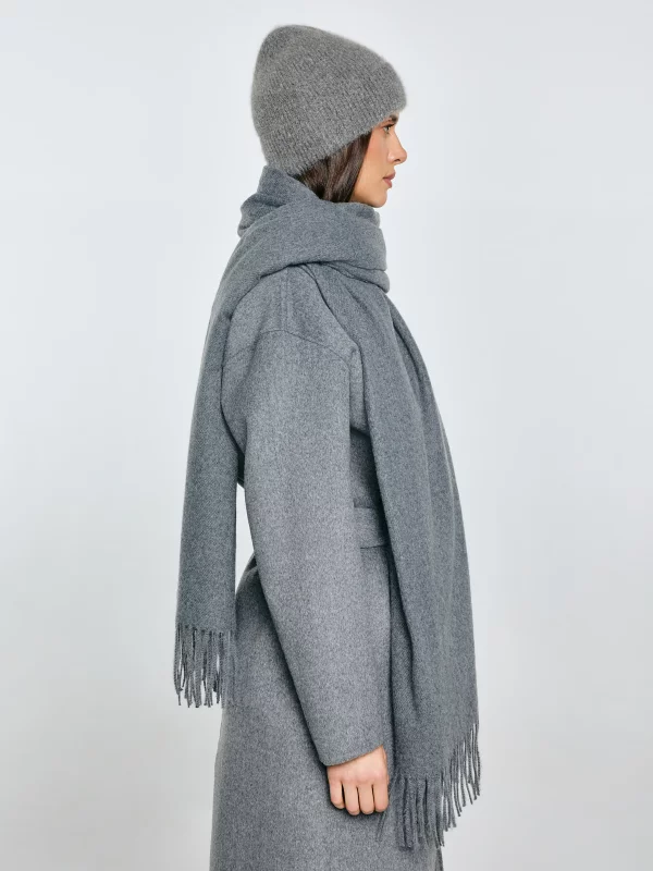 Szal damski z frędzlami szary Herynias 902