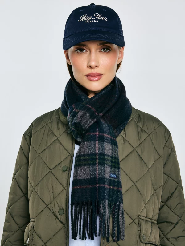 Szal w kratę granatowy Remi 403