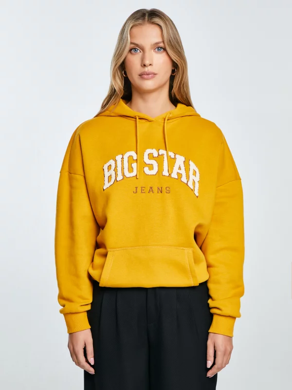 Bluza damska z kapturem z logo BIG STAR żółta Rubialsa 203