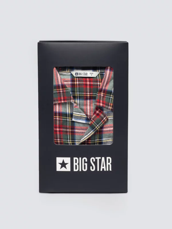 Piżama dwuczęściowa bawełniana w kratę biało-czerwona Senmunis 100